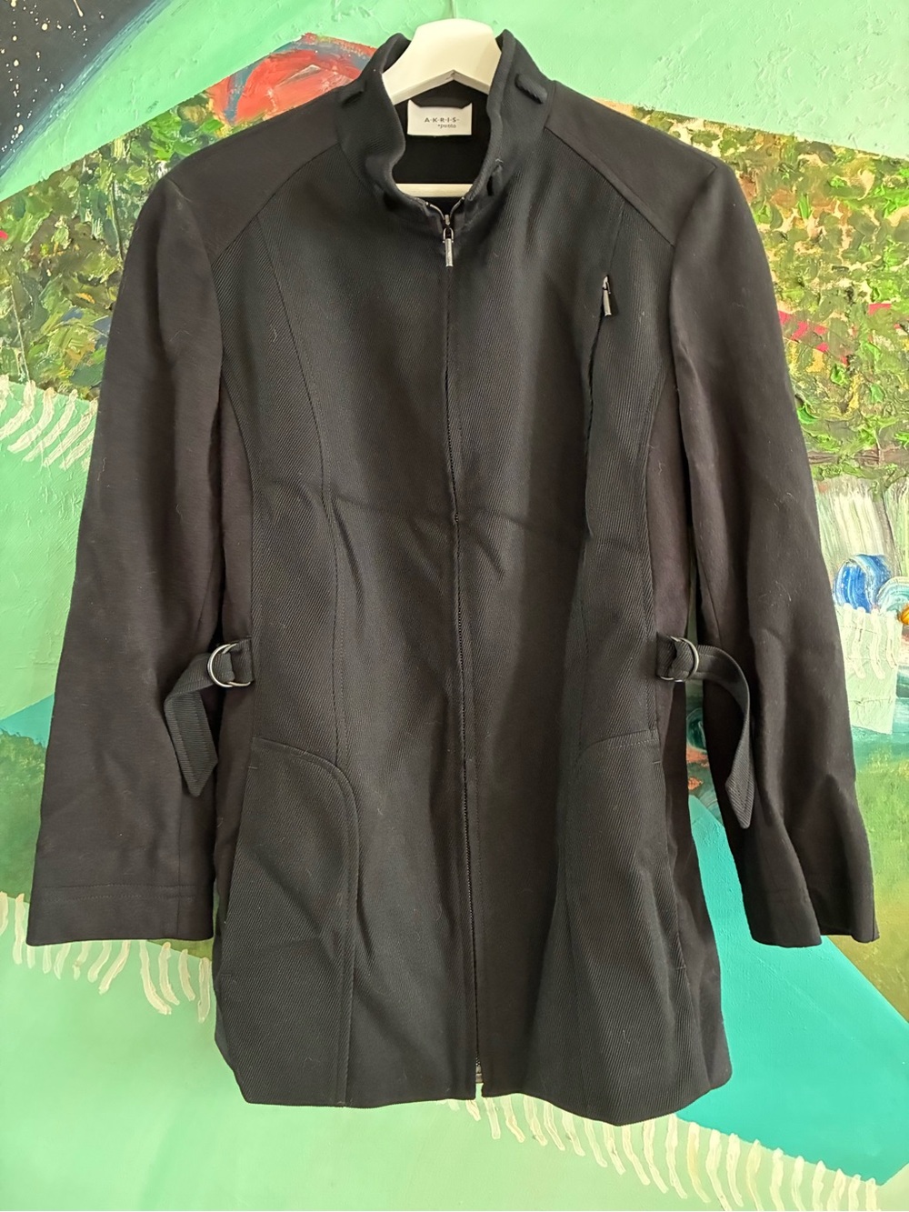 Akris Punto Black Fitted Zip-Front Coat
